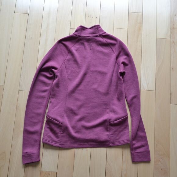 Ibex Wool Full Zip Sweater Jacket Size Medium Burgundy Color - Picture 4 of 6